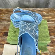 Gucci Women's Supreme Platform Slide Sandal Light Blue And Ivory GG Denim  - 3