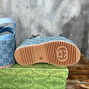 Gucci Women's Supreme Platform Slide Sandal Light Blue And Ivory GG Denim  - 4