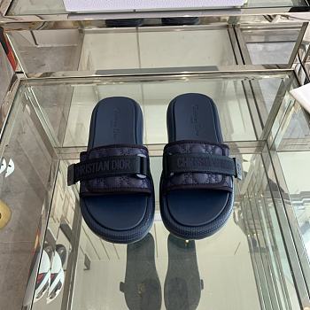 Dior Dioriviera Dio(r)evolution Slide Deep Blue Quilted Cannage Leather-Effect Fabric