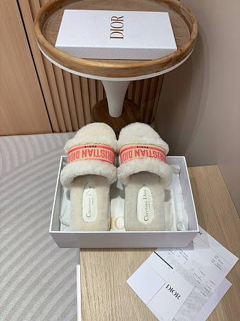 Christian Dior Shearling Sandals Pink/ White