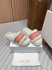 Christian Dior Shearling Sandals Pink/ White - 5