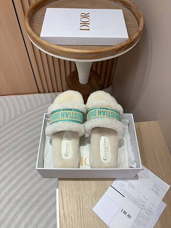Christian Dior Shearling Sandals Blue/ White
