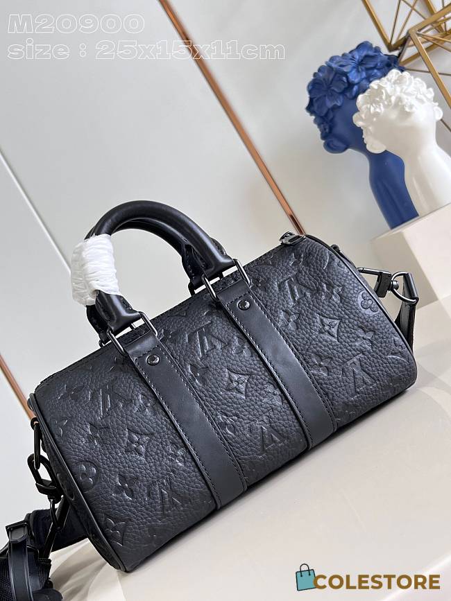 Louis Vuitton Keepall Bandoulière 25 Black Brushed Monogram Cowhide Leather M11595 25 x 11 x 15 cm - 1