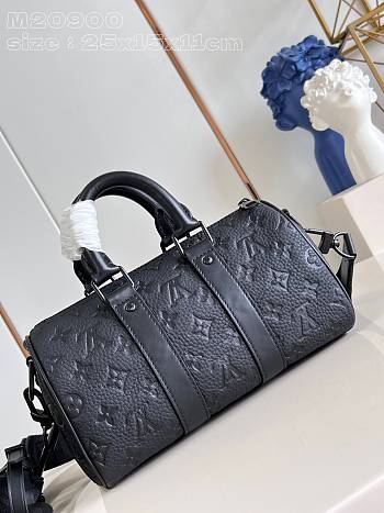Louis Vuitton Keepall Bandoulière 25 Black Brushed Monogram Cowhide Leather M11595 25 x 11 x 15 cm