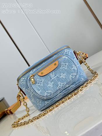 Louis Vuitton Mini Bumbag Sky Blue Monogram Denim M83353 17 x 12 x 9 cm