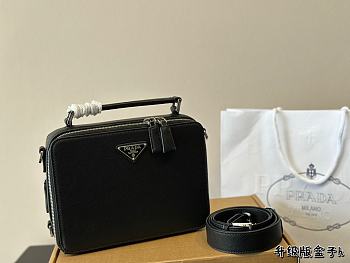 Prada Medium Brique Saffiano Leather Bag Black 22 cm