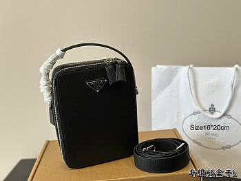 Prada Brique Saffiano Leather Bag Black 26 x 20 cm