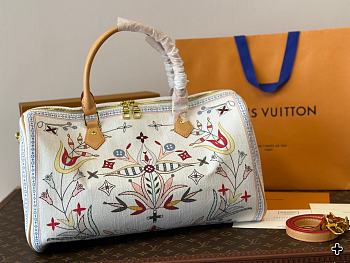 Louis Vuitton Speedy 40 Bandoulière Denim Textile White 45 cm 