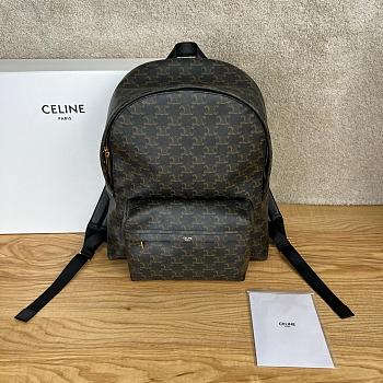 Celine Triomphe Medium-sized Calfskin And Canvas Backpack In Black 33.5 x 38 x 13 cm