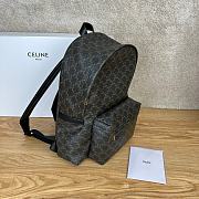 Celine Triomphe Medium-sized Calfskin And Canvas Backpack In Black 33.5 x 38 x 13 cm - 5