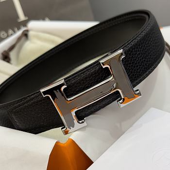 Hermes H Belt Buckle & Reversible Leather Strap Sliver 32 mm