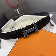 Hermes H Belt Buckle & Reversible Leather Strap Blue 32 mm - 1