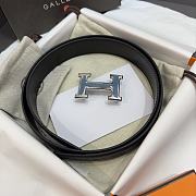 Hermes H Belt Buckle & Reversible Leather Strap Blue 32 mm - 5