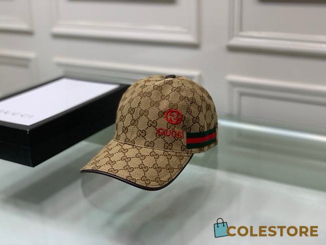 Gucci Original GG Canvas Baseball Hat With Web - 1