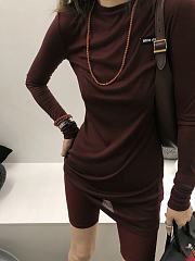MiuMiu Ribbed Knit Jersey Dress Rouge - 2
