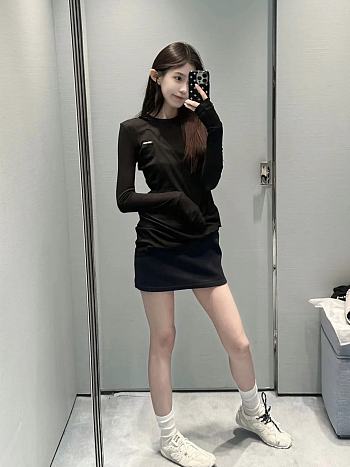 MiuMiu Ribbed Knit Jersey Dress Black 
