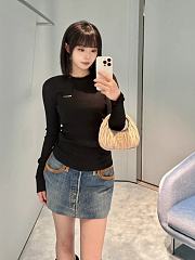 MiuMiu Ribbed Knit Jersey Dress Black  - 6