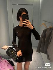 MiuMiu Ribbed Knit Jersey Dress Black  - 2