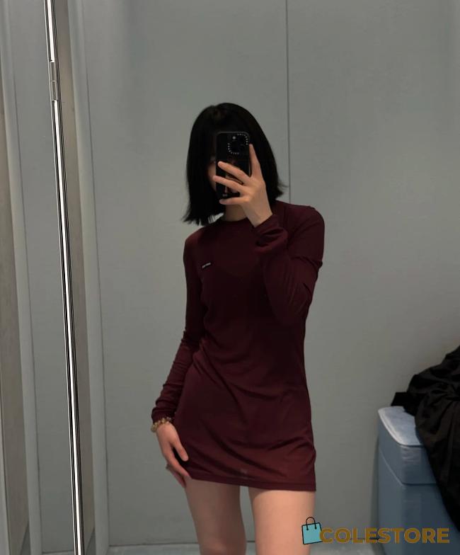 MiuMiu Ribbed Knit Jersey Dress Rouge - 1