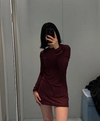 MiuMiu Ribbed Knit Jersey Dress Rouge