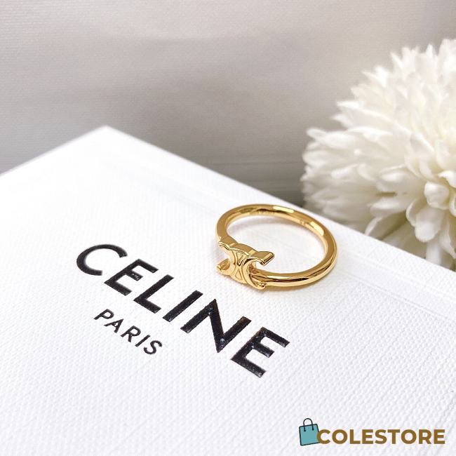 Triomphe Asymmetric Ring In Brass With Gold Finish - 1