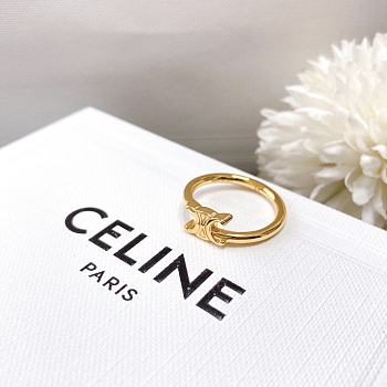 Triomphe Asymmetric Ring In Brass With Gold Finish