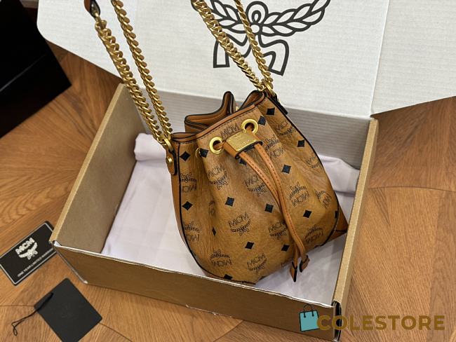 MCM Soft Berlin Drawstring Bag Visetos Cognac 16 x 21 cm - 1