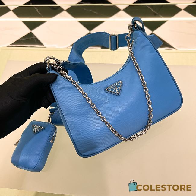 Prada Re-Edition 2005 Re-Nylon And Saffiano Mini Bag Blue 22 * 17 * 6 - 1
