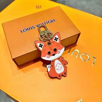 Louis Vuitton Key Ring Leather Orange Animal Portocle Cute Fox
