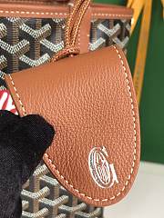 Goyard Anjou Mini Bag In Chevroches Calfskin And Goyardine Canvas Black/ Tan With Oversized Pink Heart 20 x 20 x 10 cm - 6