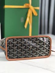 Goyard Anjou Mini Bag In Chevroches Calfskin And Goyardine Canvas Black/ Tan With Oversized Pink Heart 20 x 20 x 10 cm - 4