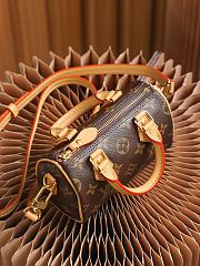 Louis Vuitton Nano Speedy Mini Monogram Coated Canvas Colored Cowhide Leather Trim 16 x 10 x 7.5 cm - 5