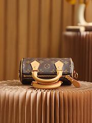 Louis Vuitton Nano Speedy Mini Monogram Coated Canvas Colored Cowhide Leather Trim 16 x 10 x 7.5 cm - 4