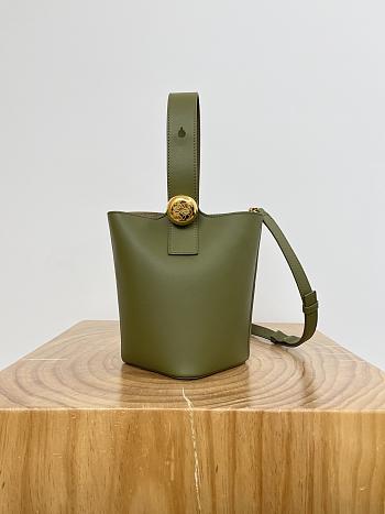 Loewe Mini Pebble Bucket In Mellow Calfskin Olive 20 x 16 x 16 cm