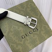 Gucci White Belt With Silver Hook - 4