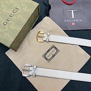 Gucci White Belt With Silver Hook - 2