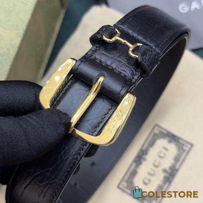 Gucci Black Belt With Gold Hook - 1