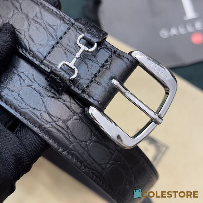 Gucci Black Belt With Silver Hook - 1