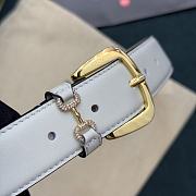 Gucci White Belt With Gold Hook - 5