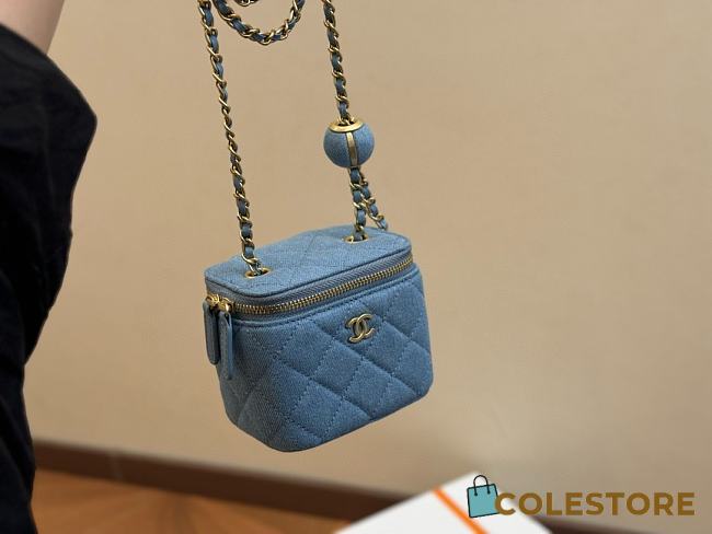 Chanel 22C Mini Vanity Pearl Crush Denim Bag 10.9 cm - 1