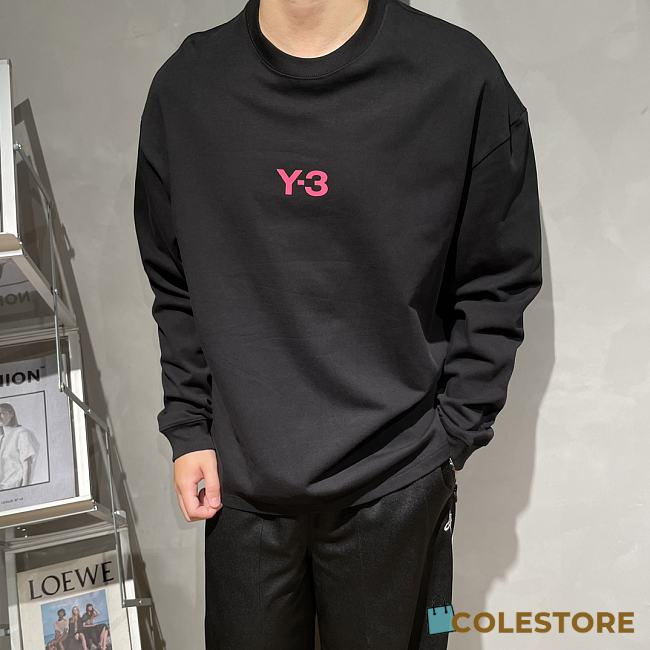 Y3 Pink Logo Black Sweater - 1