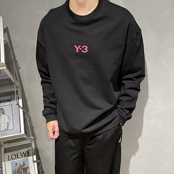 Y3 Pink Logo Black Sweater