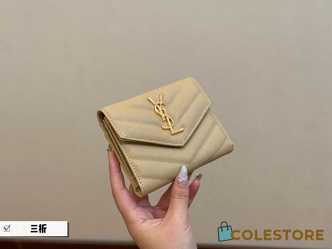 Sanit Laurent Mini Wallet Beige 13 x 10 cm - 1
