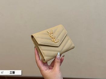 Sanit Laurent Mini Wallet Beige 13 x 10 cm