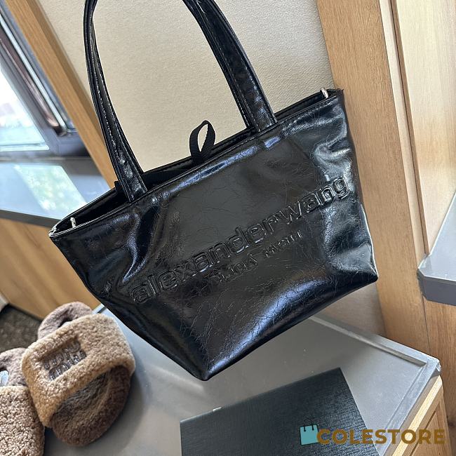 Alexander Wang Punch Small Tote In Crackle Patent Leather Black 18 cm - 1