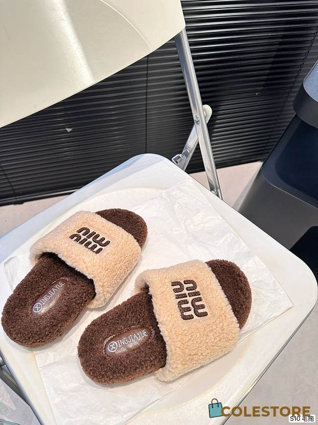 MiuMiu Slippers Beige And Brown - 1