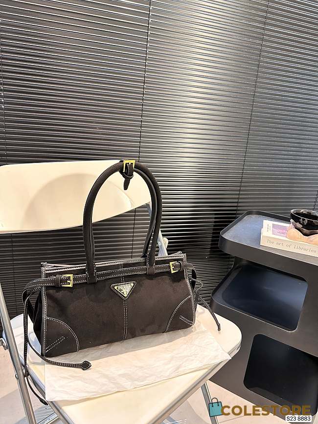 Prada Suede Handbag Black 32 x 17 cm - 1