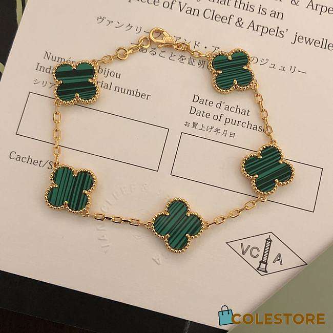 Van Cleef & Arpels Green Four-leaf Clover Bracelet - 1