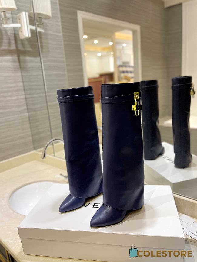Givenchy Dark Blue Boots With Gold Lock - 1