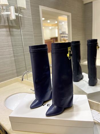 Givenchy Dark Blue Boots With Gold Lock